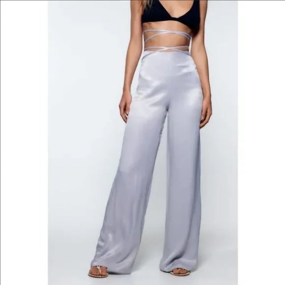 Zara Pants & Jumpsuits Zara Full Length Satin Effect Pants In